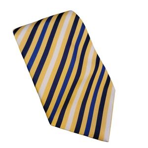 Charles Tyrwhitt Mens Silk Striped Tie Yellow Blue White Jermyn Street London